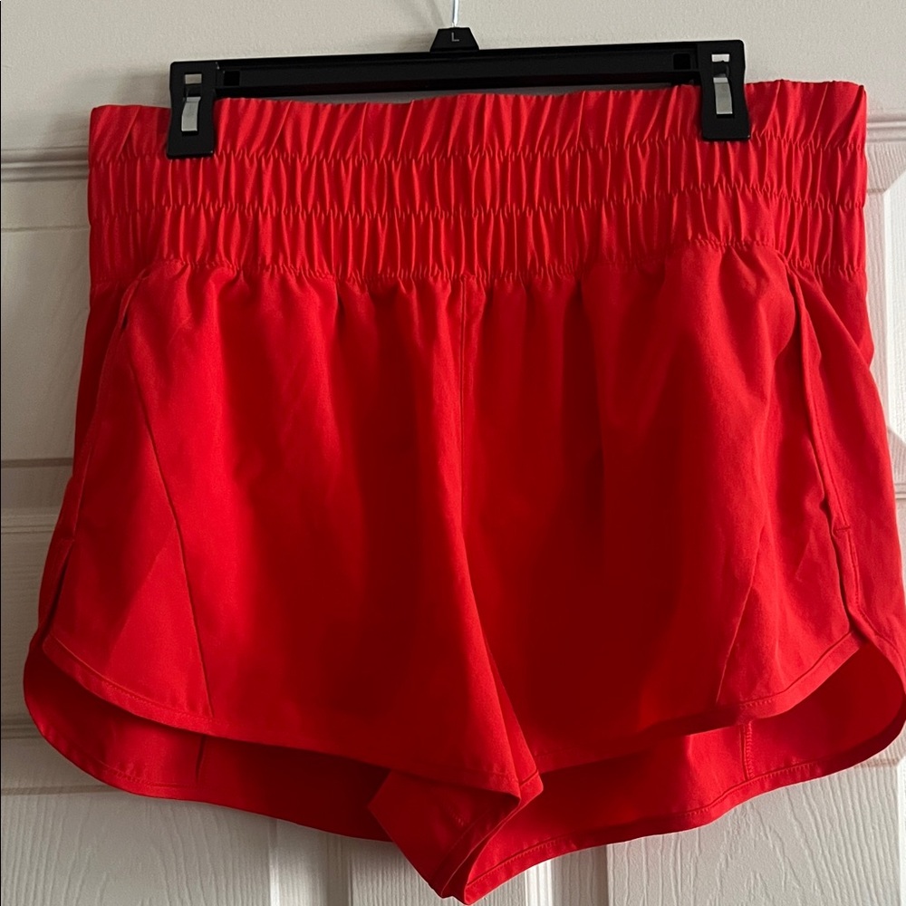 Avia Tangerine Brief-Lined High Waisted Women's Athletic Shorts with Pockets